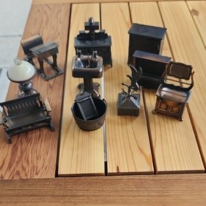 Miniature Dollhouse Furniture Set - Bronze Metal Finish